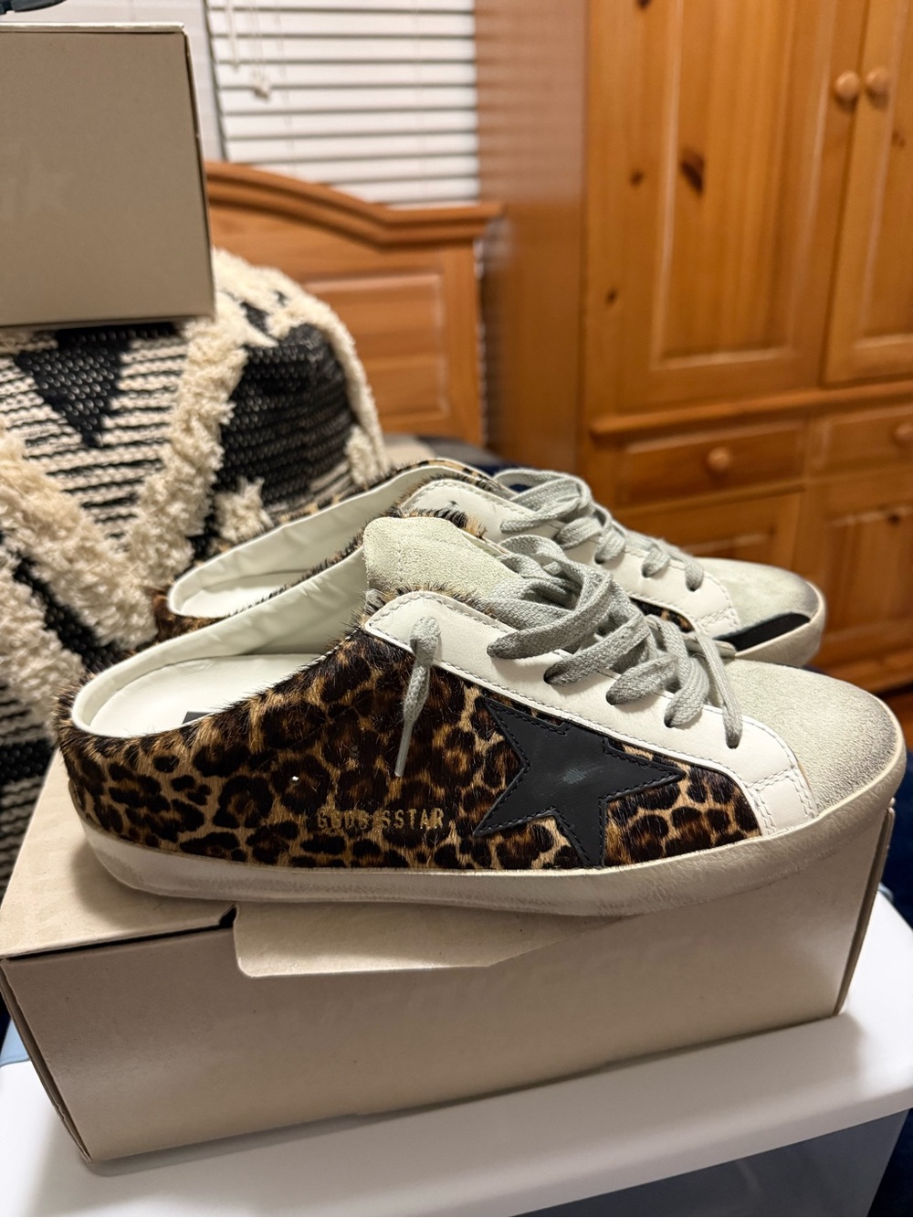 Golden Goose Leopard-Print Slip-On Sneakers with Black Star